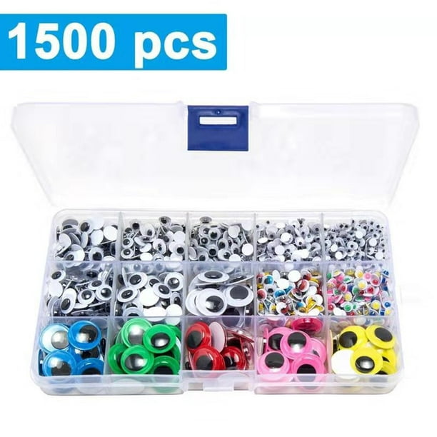CAROOTU 1500pcs Googly Wiggle Eyes Self Adhesive for Craft Sticker Multi  Colors and Sizes for DIY 