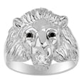 thumbnail image 1 of RYLOS Lion Head Ring with Gemstone Eyes & Diamond Mouth – Fun Designer Rings in Sterling Silver Black Diamond Size 13, 1 of 7