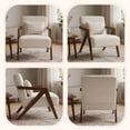 thumbnail image 4 of Leumius Mid-Century Modern Accent Chair,Upholstered Chenille Fabric with Pillow and Solid Wood Frame for Bedroom, Living Room, Balcony, Reading Room,Beige, 4 of 8