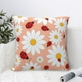 thumbnail image 4 of Yiaed Daisy and Ladybug Print Pillow Covers Super Soft Decorative Square Throw Pillow Covers Case Cushion Covers for Sofa Couch Bedroom Car Decor（No pillow core）-16"x16", 4 of 7