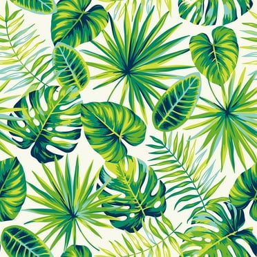 CHIHUT Tropical Leaf Peel and Stick Wallpaper Green Banana Palm Wallpaper Botanical Mural 17.7"x100"