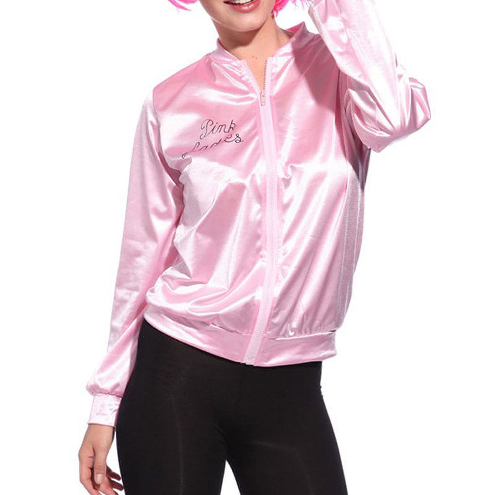 Graduation Pink Girl Retro Jacket + Scarf Female Fancy Grease Clothing Cheerleader Vintage Pink Jacket Women - image 2 of 9