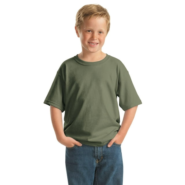 Gildan Boy's 100 Percent Cotton Short Sleeve Taped Neck T-Shirt 5000B