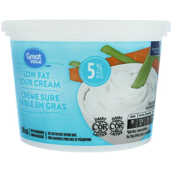 Crème sure faible en gras Great Value 500&nbsp;ml