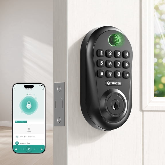 IRONZON Smart Door Lock Keyless Entry Deadbolt with Keypad and Key - Black