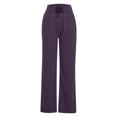 thumbnail image 3 of Women'S Casual Pants Slightly Elastic High Waist Drawstring Elastic Waist Versatile Wide Leg Leg Pants Purple L, 3 of 4