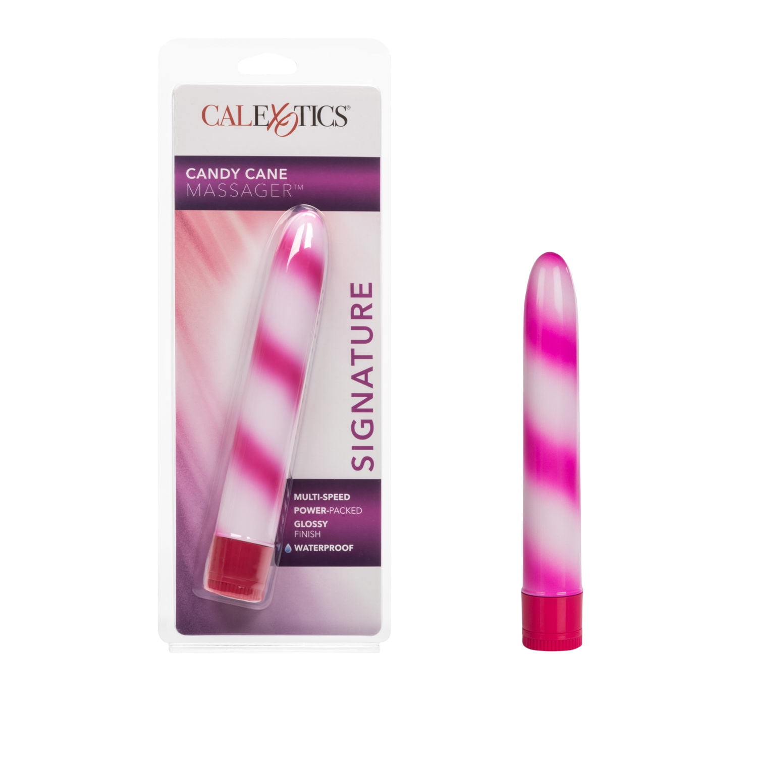 CalExotics Candy Cane Striped Multi-Speed Glossy Vibrator Massager - Pink