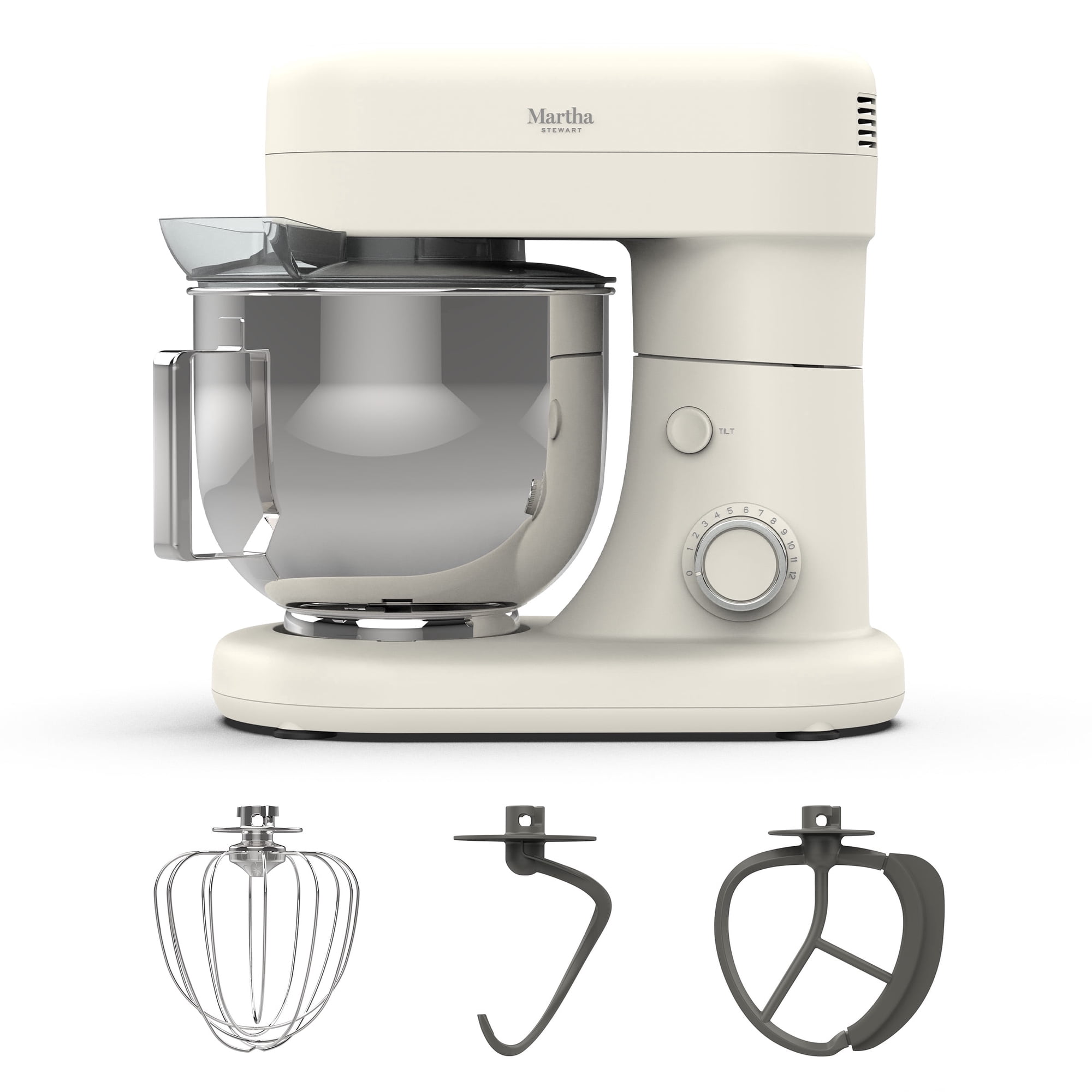 Martha Stewart 5.3qt, 12 Speed Electric Stand Mixer, Linen Cream