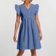 thumbnail image 2 of Vestido informal de color liso para mujer con mangas colgantes de encaje y mini falda - Poliéster, diseño con volantes y cuello en V, apto para mujeres embarazadas, 2 of 4