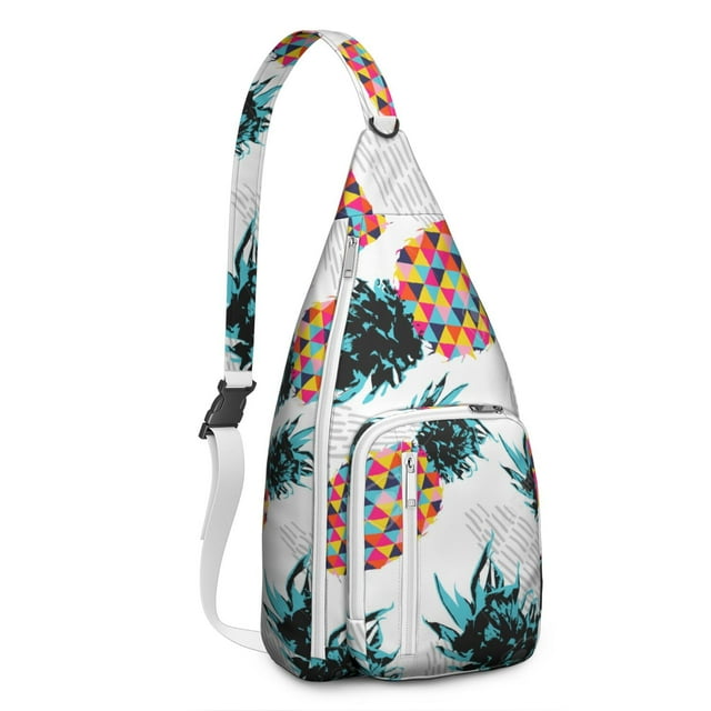 Tropical Pineapple Backpack - Golden Fruit & Flowers Print, Fashionable Multi-Functional Travel Pack