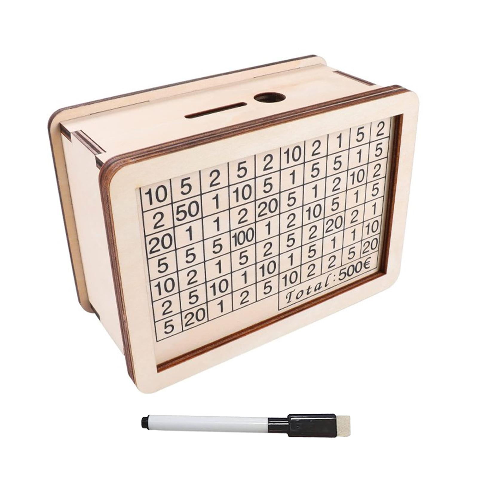 Tirelire En Bois Avec Compteur - Réutilisable, Stylo Effaçable - Pour Épargne Adultes/Enfants - 10000