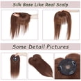 thumbnail image 6 of MY-LADY Hair Toppers for Women Real Human Hair with Bangs 3 Clip In Remy Topper Hairpiece for Thin Hair Natural Looking Hair Extensions 10inch #04 Medium Brown, 6 of 8