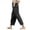 Black, variant on Qiopertar Linen Pants for Women Loose Straight Leg Casual Drawstring Pants with Pockets Summer Beach Vacation Elastic Waist Comfy Relaxed Trousers, Navy L
