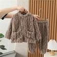 thumbnail image 2 of Jalioing Toddler Kids Fuzzy Lounge Set Thick Warm Fleece Shirt Pants Set Boys Girls Long Sleeve Loungewear, 2 of 3
