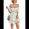 thumbnail image 4 of Vestido de Corta con Volantes en Color Liso para Mujer, Color Albaricoque, Talla S, 4 of 10