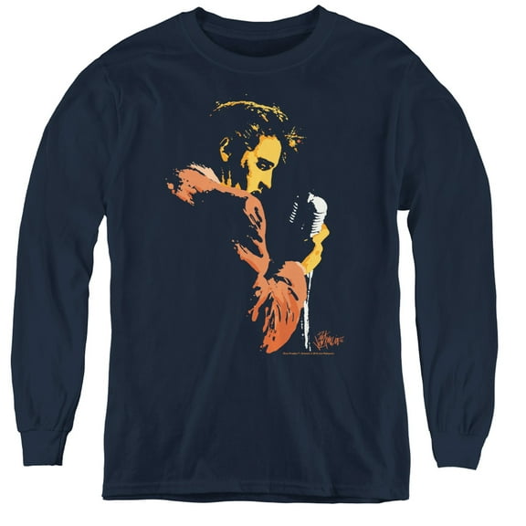 Elvis Presley Early Elvis Youth Long Sleeve T-Shirt Navy