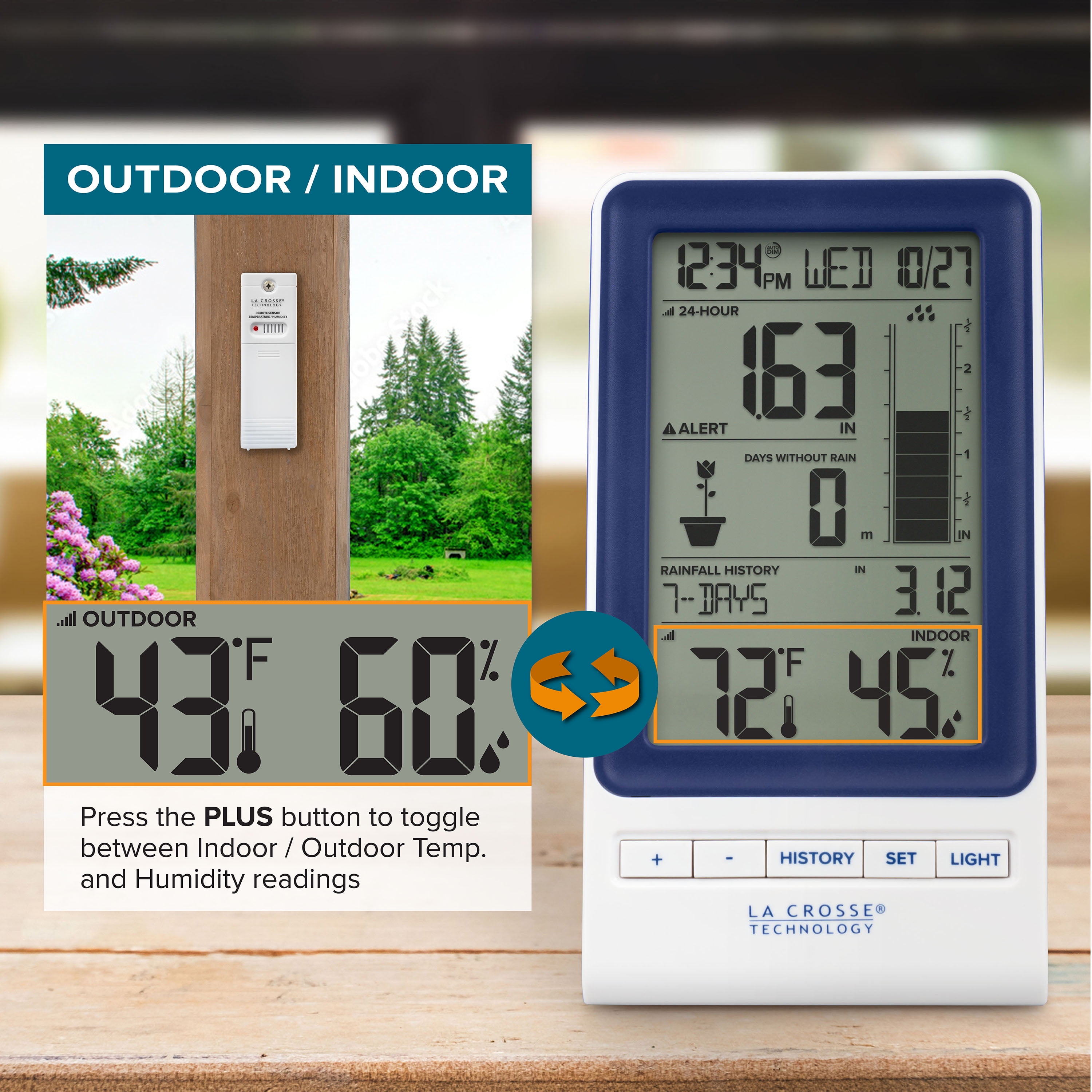 La Crosse Technology Wireless Rain Station with Temperature and Humidity, 724-1415BL