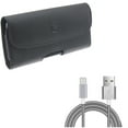 thumbnail image 1 of 3ft Metal USB Cable w Leather Case Belt Clip for Google Pixel 5a 5G/4a 5G Phones - Type-C Charger Cord, Holster Cover Q1R Compatible With Pixel 5a 5G/4a 5G Models, 1 of 11
