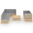 thumbnail image 3 of vidaXL 8 Piece Patio Lounge Set with Cushions Solid Pinewood, 3076699, 3 of 12