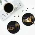 thumbnail image 5 of Balery 4 Pcs Happy New Year 2024 (2)Leather Coasters Set, Drink Table Cup Coasters For Living Room Kitchen Coffee Decor, 5 of 9