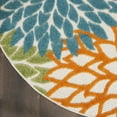 thumbnail image 4 of Nourison Aloha Indoor/Outdoor Tropical Floral Turquoise Multicolor 7'10" x round Area Rug, (8' Round), 4 of 9