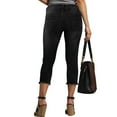 thumbnail image 4 of vigerkar Women's Denim Capri Jeans Casual High Waisted Skinny Leggings Stretchy Pants with Decor Pockets Black, XXL, 4 of 9