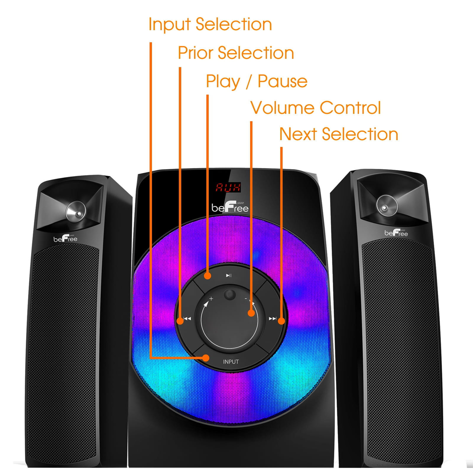 クリアランス直売 beFree Sound 2.1 Channel Bluetooth Multimedia Wired Speaker Shel  ミニコンポ、ラジカセ