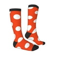 Zufioo Orange And White Polka Dot1 Print Long High Thigh Socks Knee