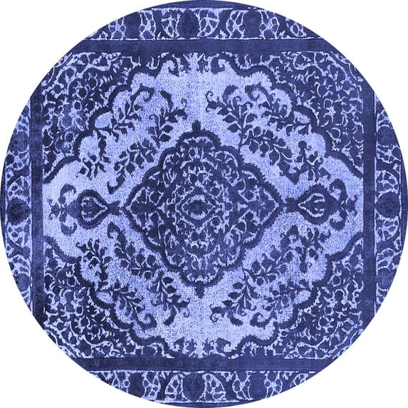 Ahgly Company Indoor Round Oriental Blue Industrial Area Rugs, 3' Round