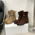 thumbnail image 6 of YLYL Women's Suede Knee High Boots with Buckle Hidden Heel Slip on Fashion Casual Riding Boots, 6 of 9