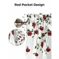 thumbnail image 7 of Curtain Valance for Windows,Red Rose Flower Valentine's Day Kitchen Valances Rod Pocket Short Curtains,Green Leaves on White Window Treatment Panel for Bedroom Bathroom 42"x18", 7 of 7
