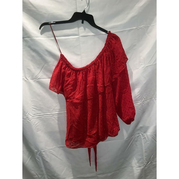 MSRP $80 INC Red Sheer One Shoulder Blouse Size XL