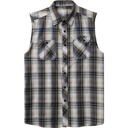 Ma Croix - Ma Croix Mens Plaid Sleeveless Button Shirt Flannel Pattern ...
