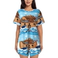 thumbnail image 1 of Balery Animals on Noah's Ark Conjunto de Pijama para Mujer con Estampado, Dos Piezas de Manga Corta y Shorts, Ropa de Dormir Suave con Cuello Redondo y Bolsillos-Medium, 1 of 6