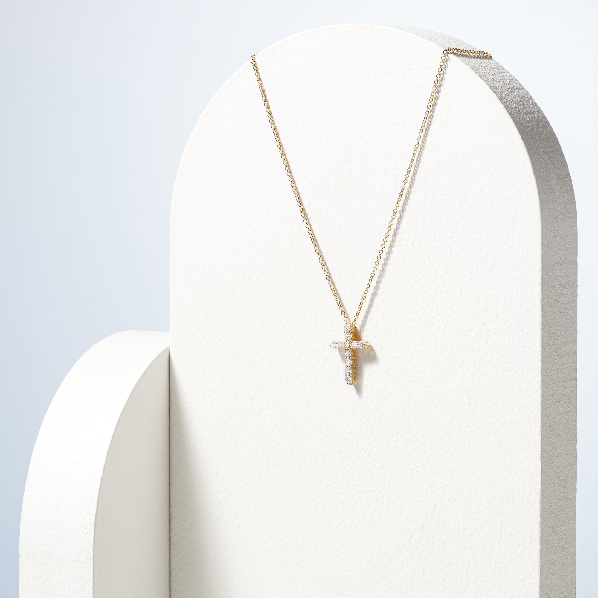 Forever Facets 1/2 CT TW Lab Grown Diamond 18k Gold over Sterling Silver Cross Necklace, Adult Female