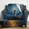 thumbnail image 4 of Lighthouse Coast Scenery Soft Print Blanket Throw Blankets Warm Cozy Lightweight Couch Blanket Stuff Gifts for Women Girls Kids Mom Teens Boys, 4 of 8