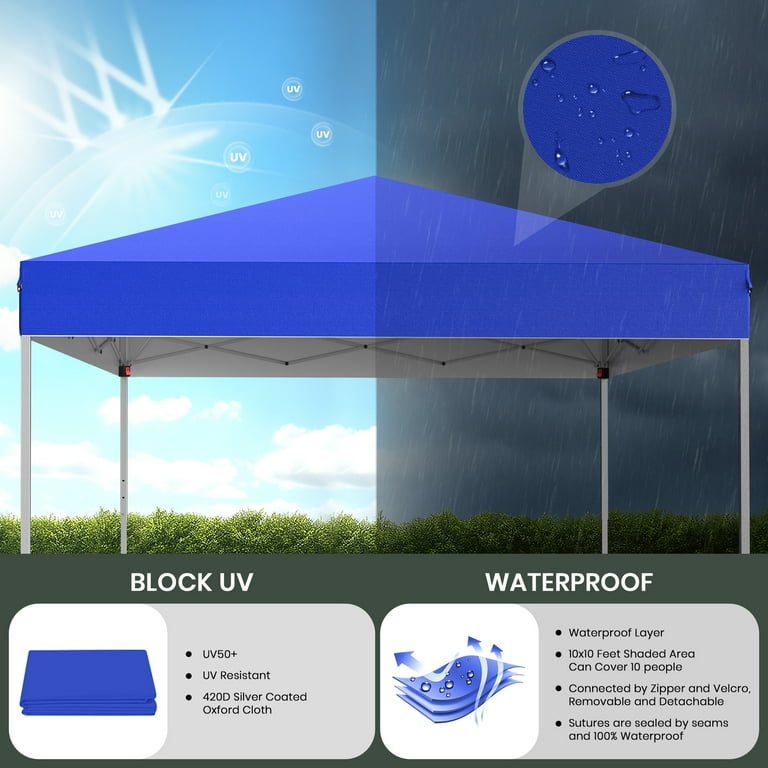 GVDV Canopy Tent 10x10 ft, Easy Setup Straight Leg Outdoor Shade