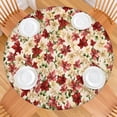 thumbnail image 2 of Multicolor Christmas Floral Pattern Round Fitted Tablecloth with Elastic Edge,Dining Table Cover Waterproof,Outdoor Round Tablecloth for Camping,Dining,Indoor and Outdoor, 2 of 7