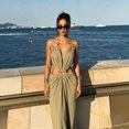 thumbnail image 4 of Womens Green Deep V-Neck Cutout Maxi Dress with Gold Chain Detail, 4 of 8
