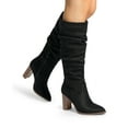 thumbnail image 5 of BURUDANI Women Slouchy Knee-High Suede Boots Pointed Toe, Chunky Block Heel, Side-Zip Pull-On Comfort, 5 of 6