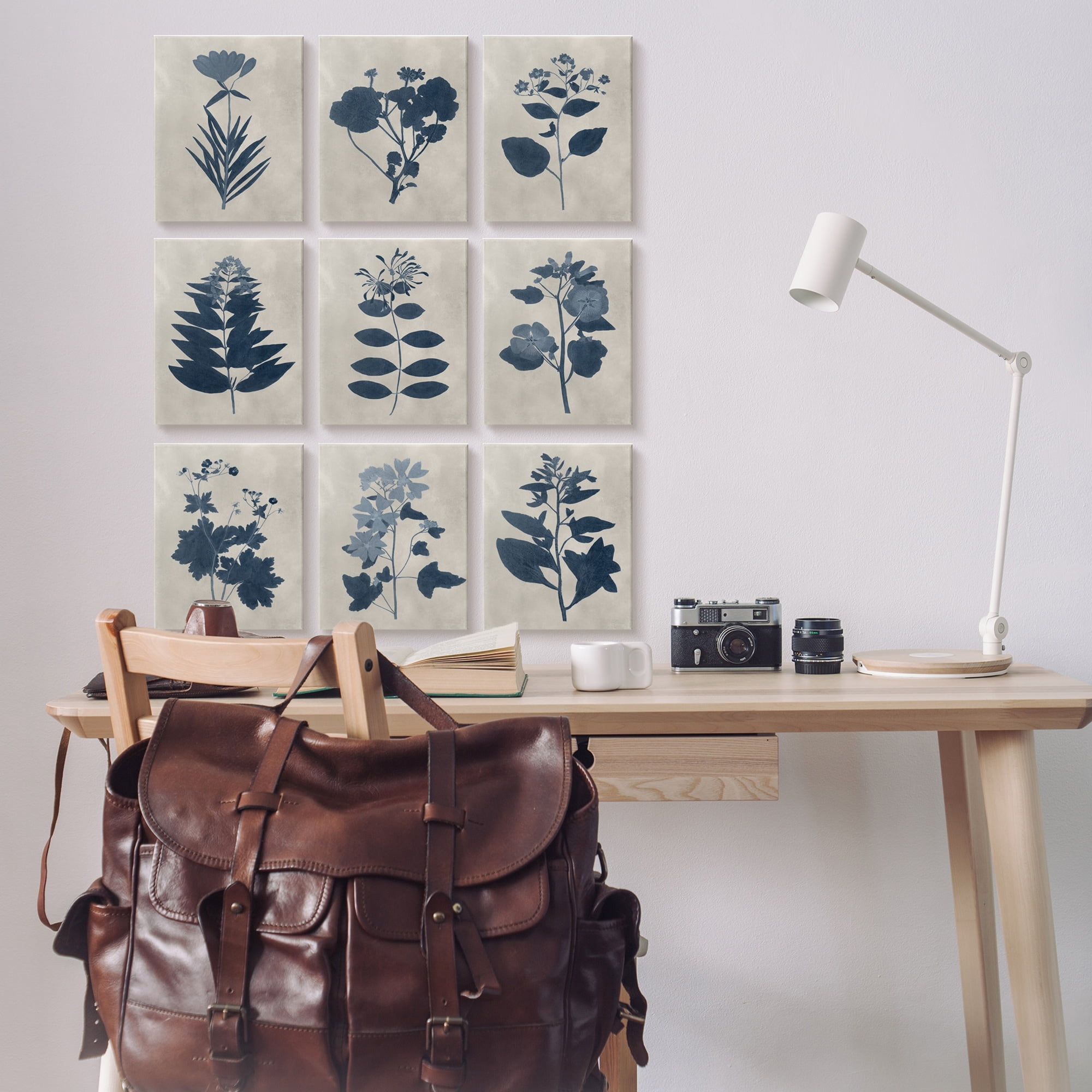 Stupell Industries Beautiful Botanical Silhouette Floral Plants Design Graphic Art Gallery-Wrapped Canvas Print Wall Art Set of 9, 11x14, by Vision Studio