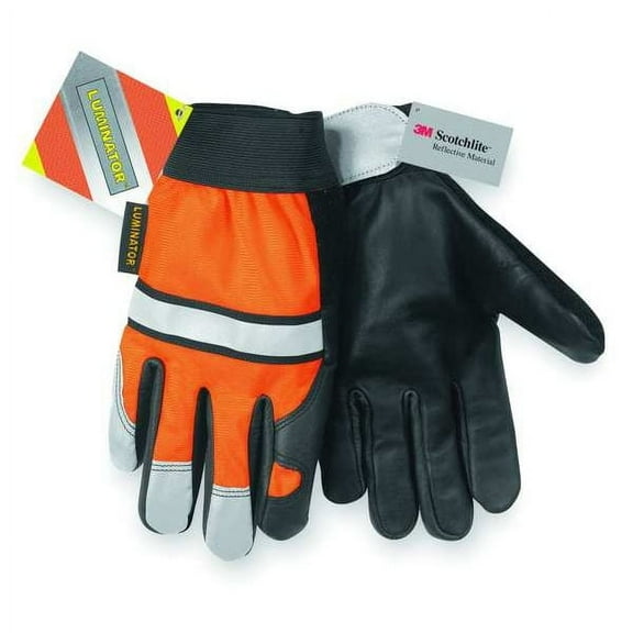 MCR Safety 921XL Multi-Task, Grain Cow Palm, Orange Back Gloves, X-Large