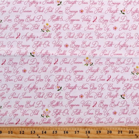 Cotton Anything is Possible Cancer Phrases Flowers White Cotton Fabric Print by The Yard D770 81 44 Inches