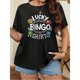 thumbnail image 1 of Talla Grande - Talla Grande - Camiseta de Manga Corta y Cuello Redondo para Mujer de Talla Grande para Verano, con un Corte Holgado y una Estampado que Dice 'Lucky Bingo'. Esta Camiseta Casual Oversiz, 1 of 6