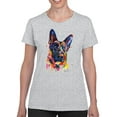 thumbnail image 1 of Pastell Colorful German Sheperd T-Shirt Women -Weekday Best Designs, Female Medium, 1 of 4