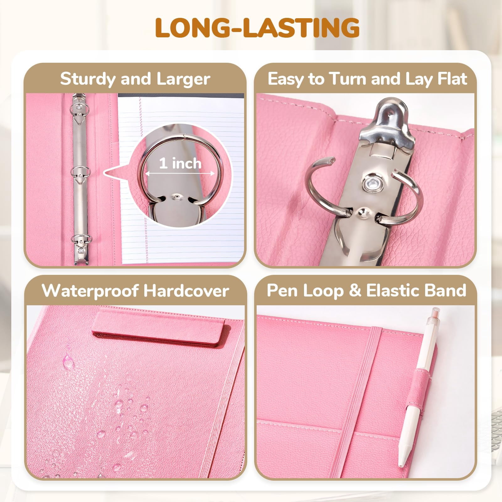 3 Ring Binder Clipboard With Storage 12.4"x10.2"magnetic Folder 5 Expandable Folders Refillable Lined Notepad (11" X 8.5") Ideal For School Office Nursing(pink)