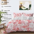thumbnail image 3 of 3 Piece Red Pink Flowers Duvet Cover Set Queen Size,Microfiber Comforter/Quilt Cover with Corner Ties and 2 Pillowcases,Watercolor Summer Botanical Floral All Season Soft Bedding with Zipper Closure, 3 of 8