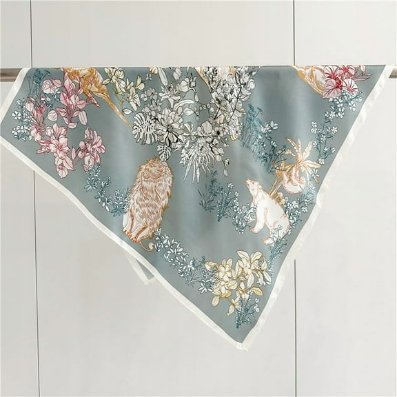 Silk Scarf for Women, 100% Mulberry Silk, 65x65cm Square, Head & Neck Scarf,65,Blue