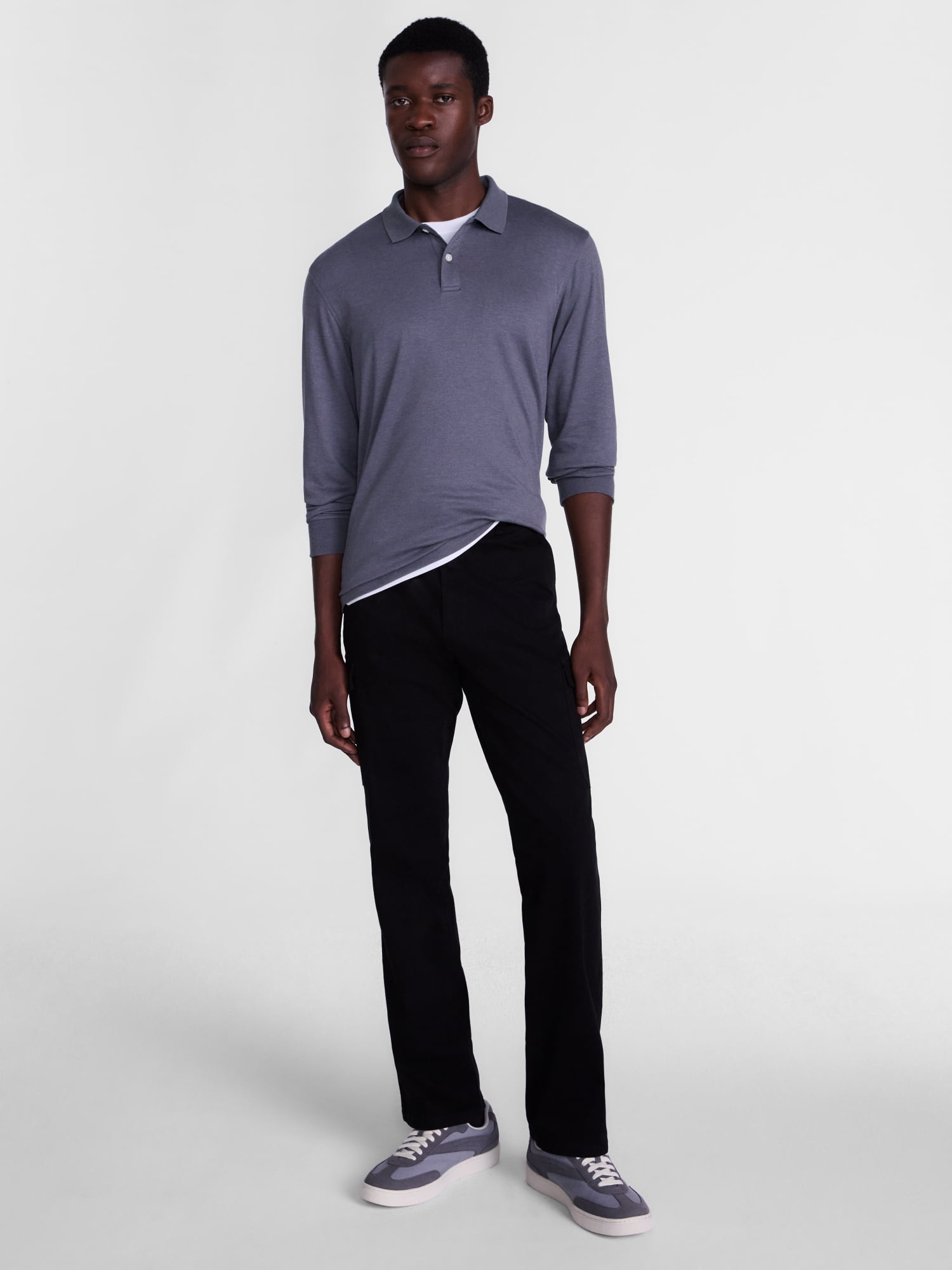 George Men's Interlock Polo Shirt with Long Sleeves, Sizes S-5XB