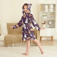thumbnail image 2 of FORMRS Niños Bathrobe Unisex Hooded Robe Soft Plush Pajamas Sleepwear, Size 2-3T, Purple Ghost Pumpkin Pattern, 2 of 7